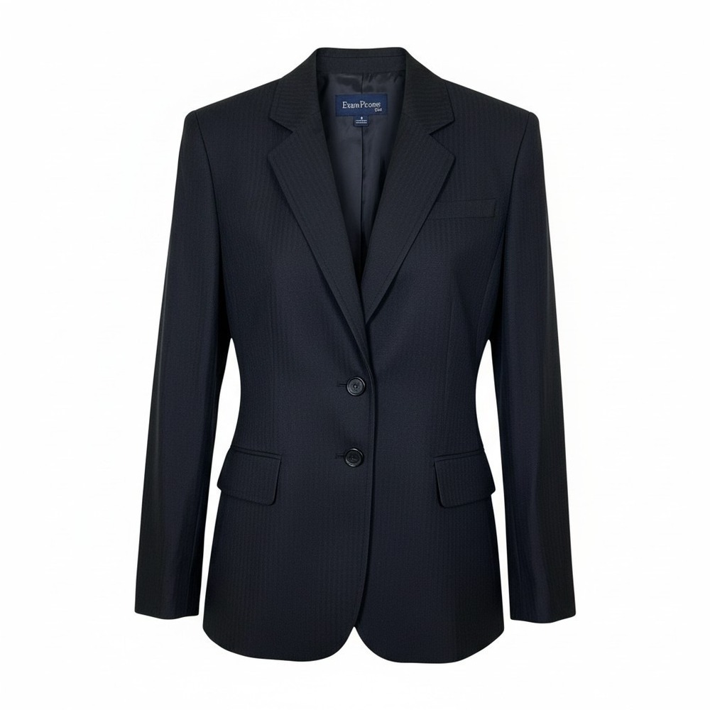 Evan-Picone Women Blazer 14‎ Black Pinstripe Two-Button Corporate Professional